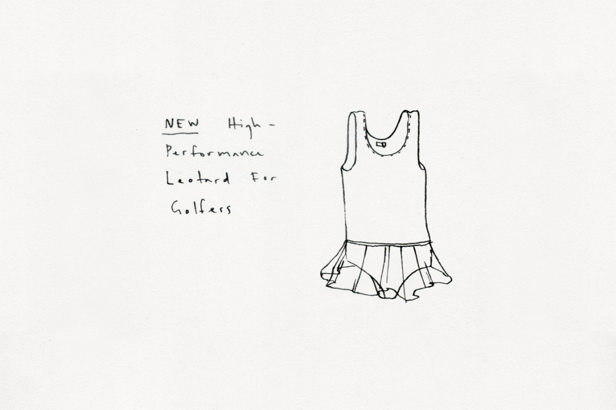 An illustration of a high-performance leotard for golfers.
